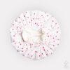 Bonnet de nuit soie coton : coeurs fushia sur blanc