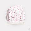 Bonnet de nuit soie coton : coeurs fushia sur blanc