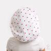 Bonnet de nuit KOLA soie coton : coeurs fushia sur blanc - taille medium