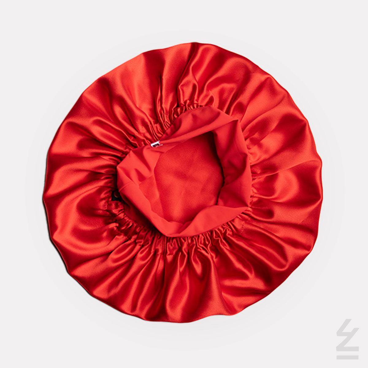 Bonnet de nuit en soie : rouge grenade