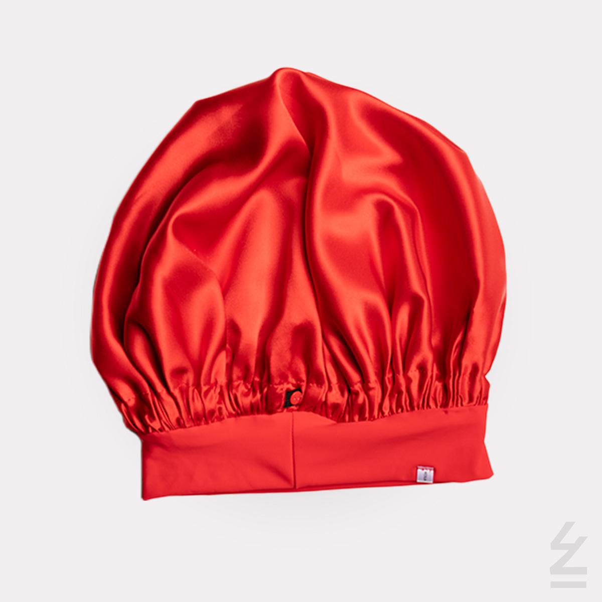 Bonnet de nuit en soie : rouge grenade