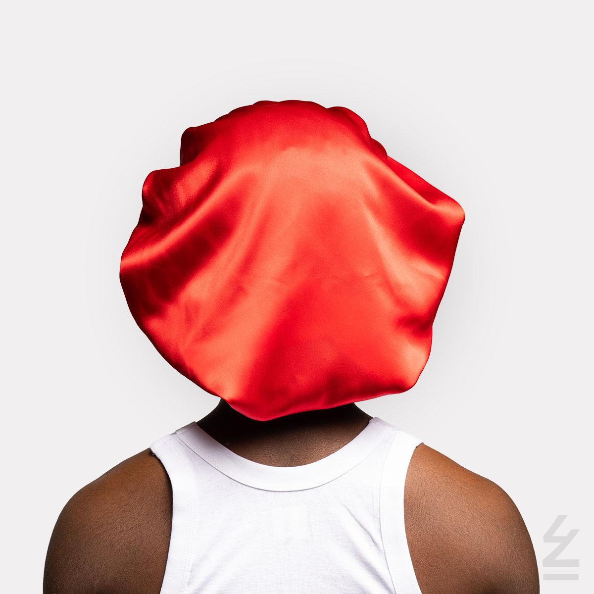 Bonnet de nuit en soie KOLA : rouge grenade - Bandeau taille M