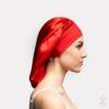Bonnet de nuit en soie KOLA : rouge grenade - Bandeau taille M