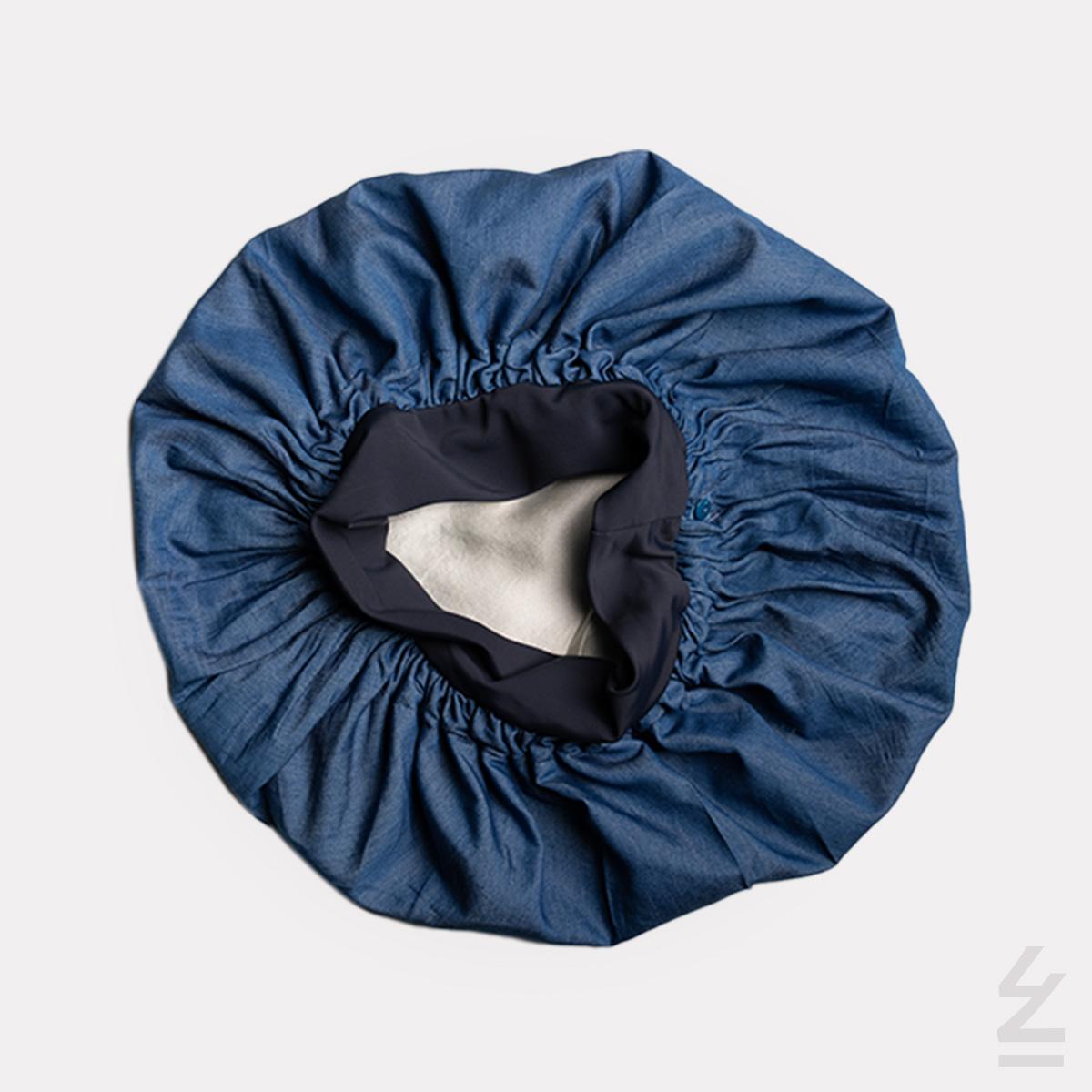 Bonnet de nuit soie coton : jeans indigo moyen