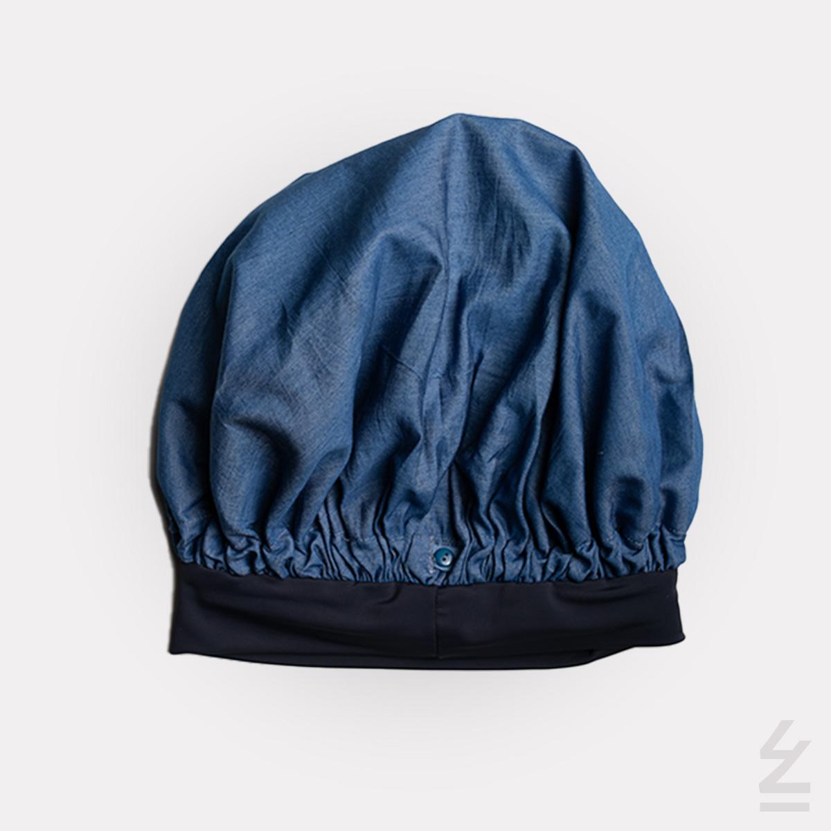 Bonnet de nuit soie coton : jeans indigo moyen