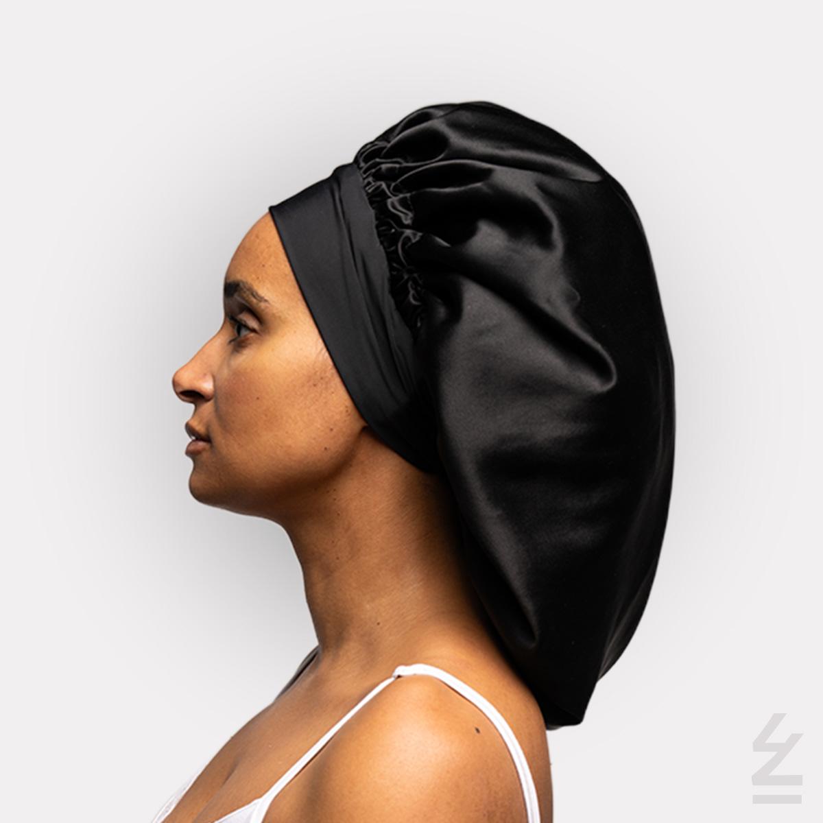 Bonnet de nuit KEMBO soie : noir - taille bandeau medium