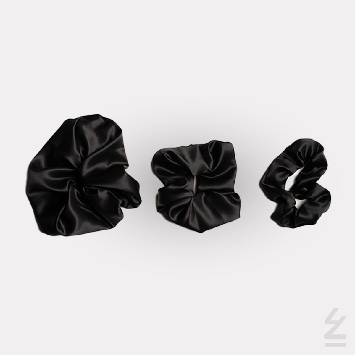 Chouchou soie tailles OVERSIZE-CHERIE-MIGNON : noire