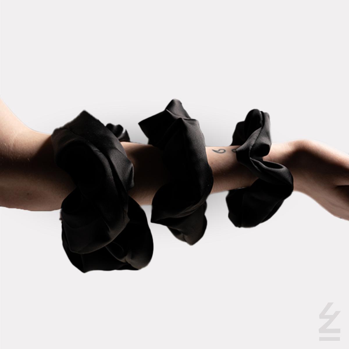 Chouchou soie tailles OVERSIZE-CHERIE-MIGNON : noire