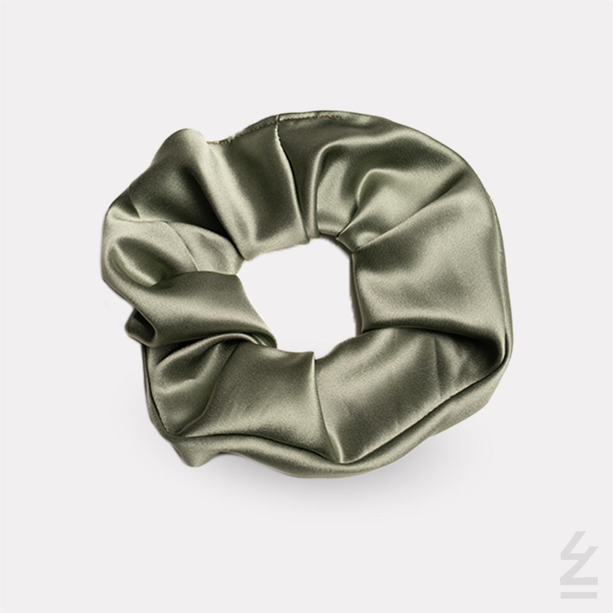 Chouchou soie CHÉRI : vert olive