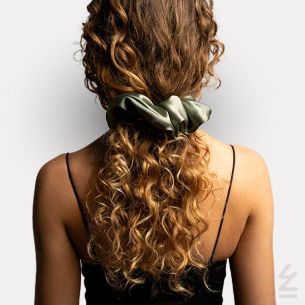 Chouchou soie CHERIE : vert olive