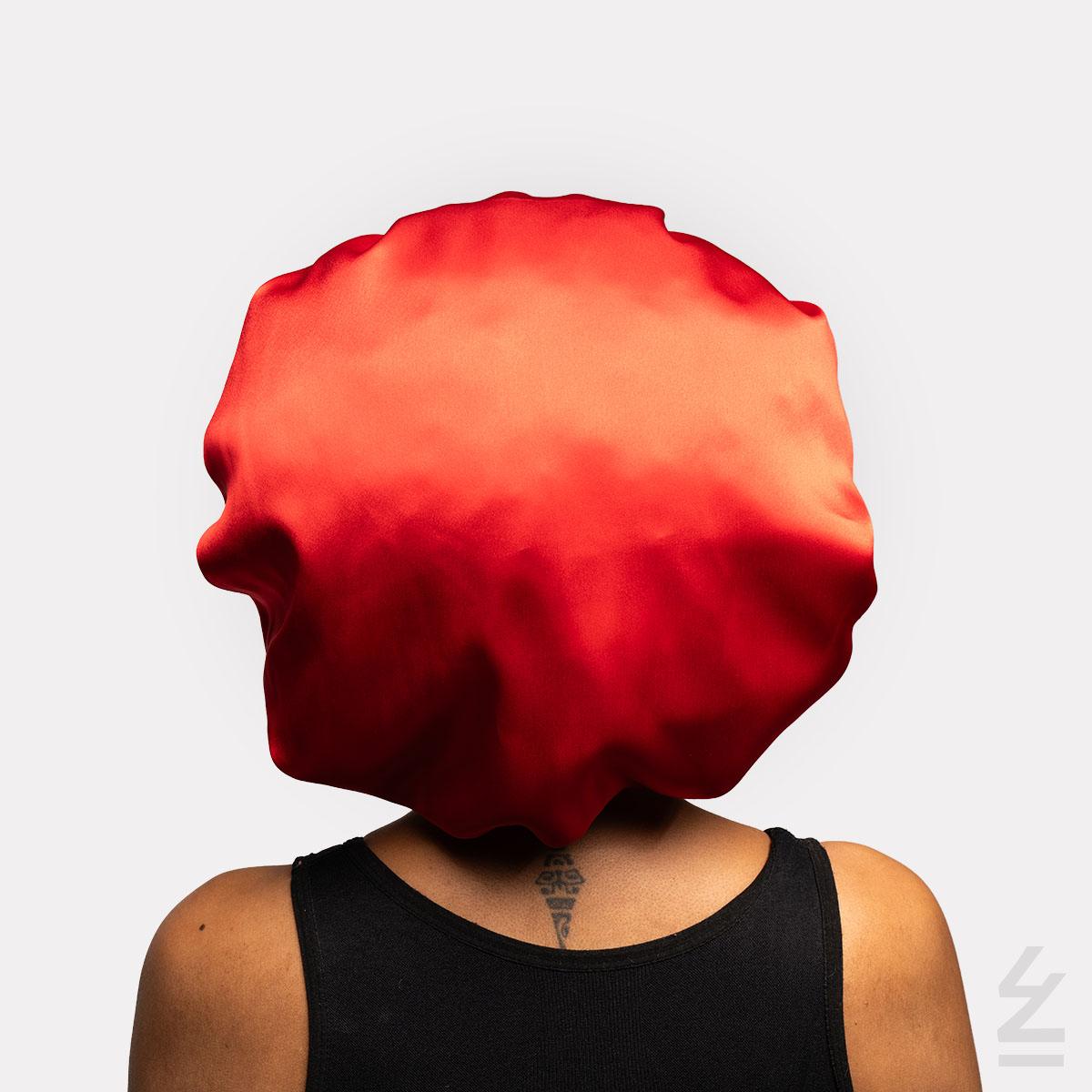 Bonnet de nuit en soie KOLA : rouge grenade - Bandeau taille M