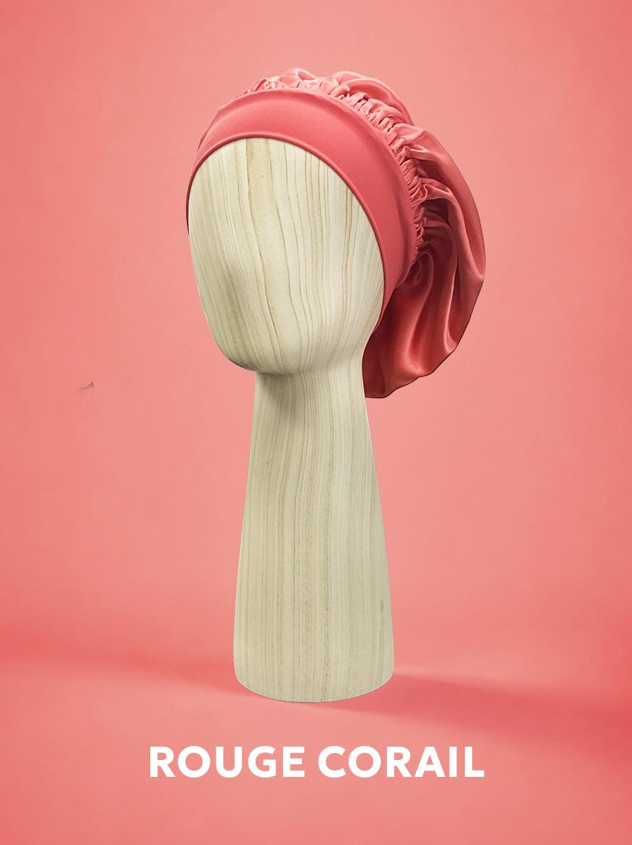 Bonnet de nuit en soie, nouvelle couleur : Rouge Corail